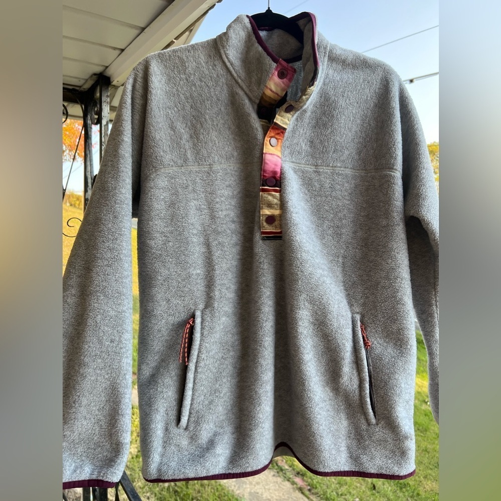 Burton T Snap Fleece Pullover Sweater Women Sz Grey